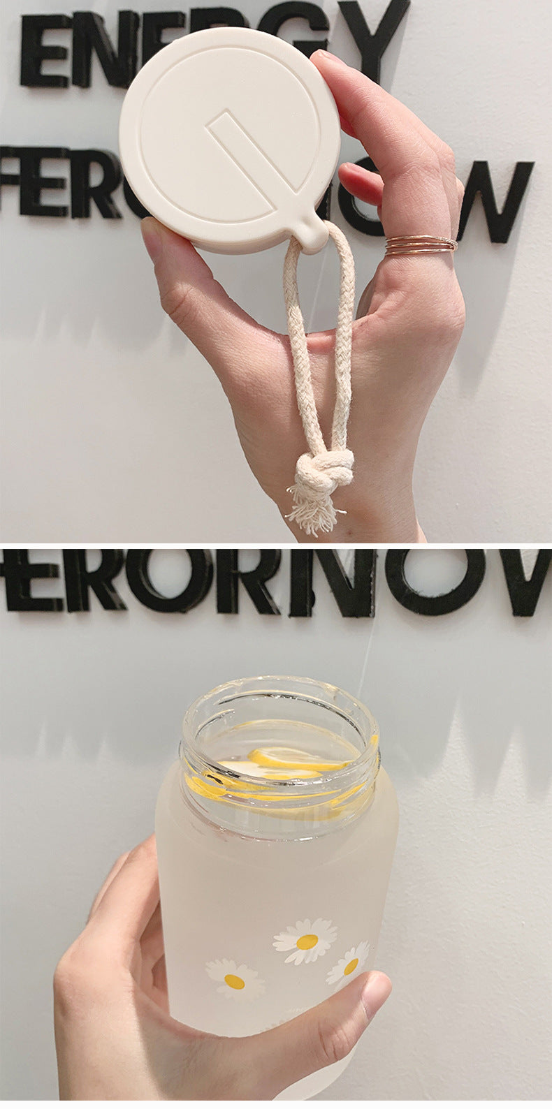 Creative Daisy Frosted Plastic Water Bottle 17.6oz