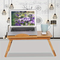 Bamboo Folding Laptop Desk with Tilting Top & Drawer