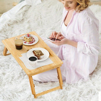 Bamboo Folding Laptop Desk with Tilting Top & Drawer