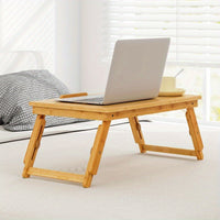 Bamboo Folding Laptop Desk with Tilting Top & Drawer