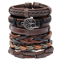 6pcs Retro Men’s Leather Braided Bracelet Set