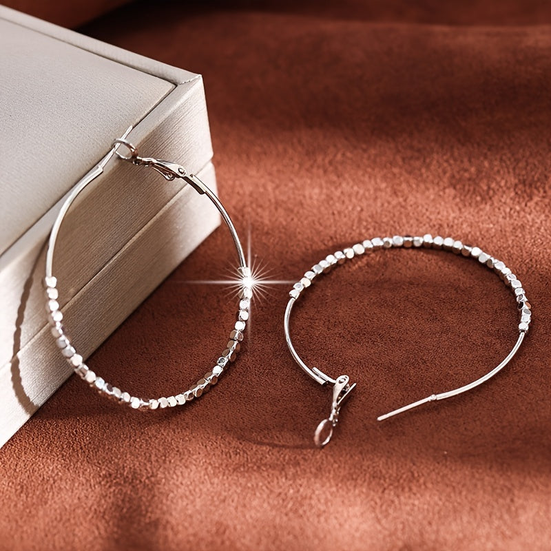 Cubic Beads Hoop Earrings – Elegant Gold-Plated Jewelry