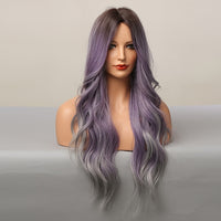 Ombre Purple Butterfly Cut Wig 26" Heat-Resistant