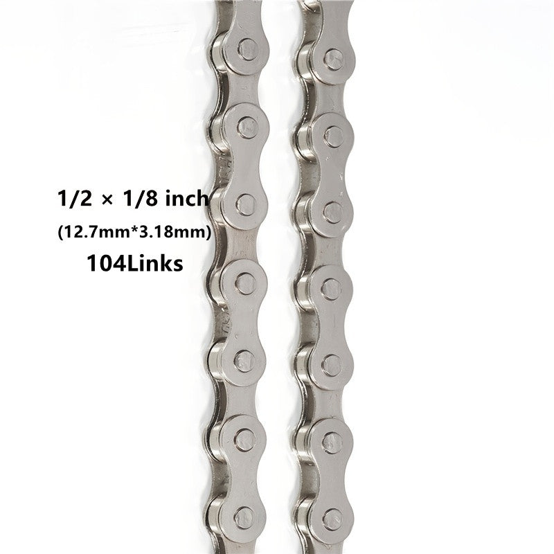 ZHIQIU High-Tensile Bike Chain - 104-Link Seamless System for Rust-Proof, Effortless Riding - Perfect 1/2 x 1/8 Size for Smooth, Quiet Journeys