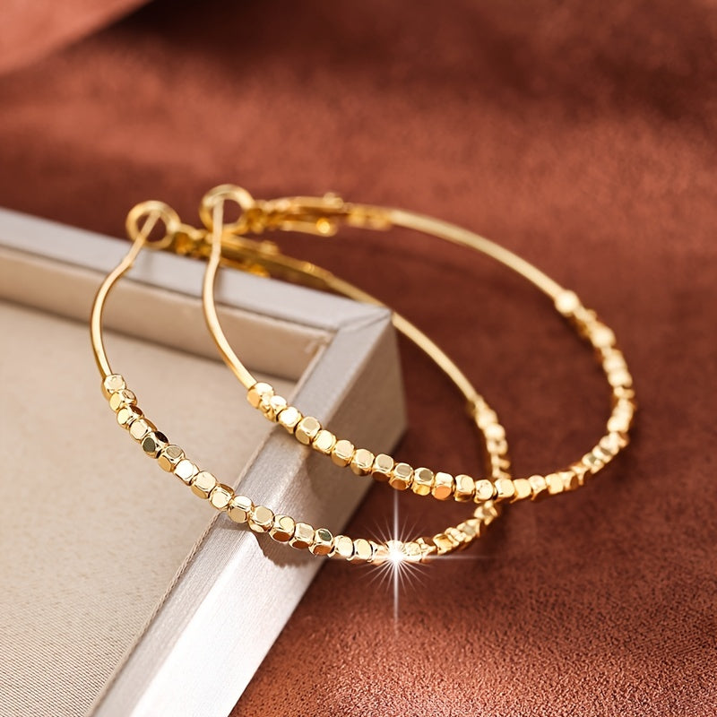 Cubic Beads Hoop Earrings – Elegant Gold-Plated Jewelry