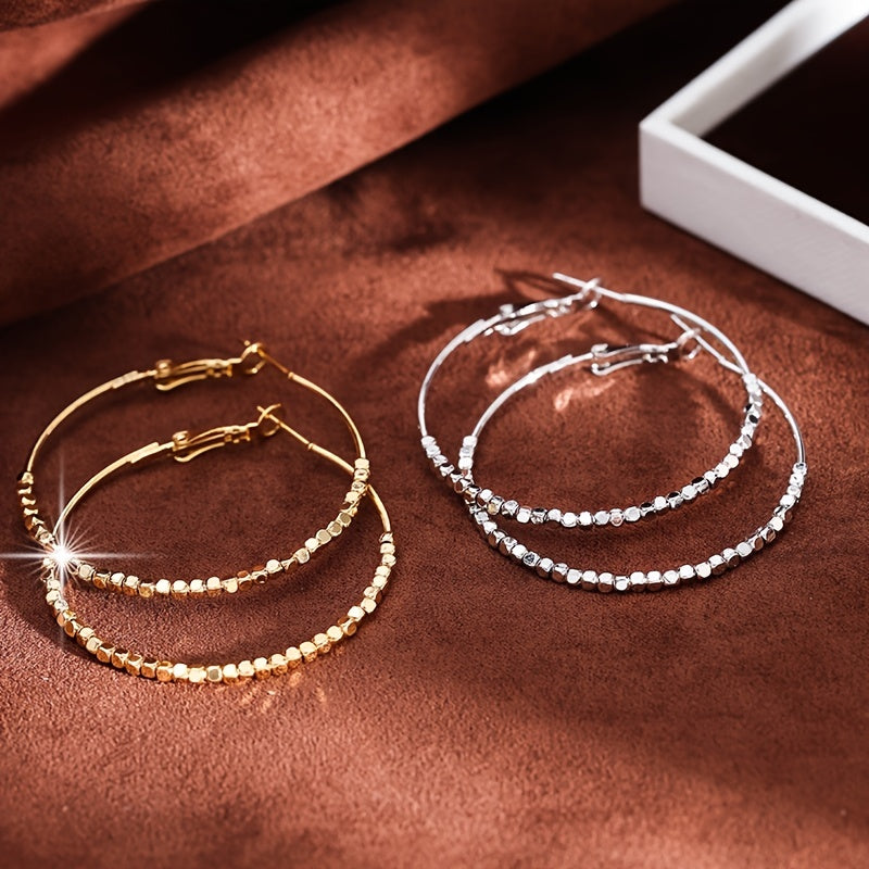 Cubic Beads Hoop Earrings – Elegant Gold-Plated Jewelry