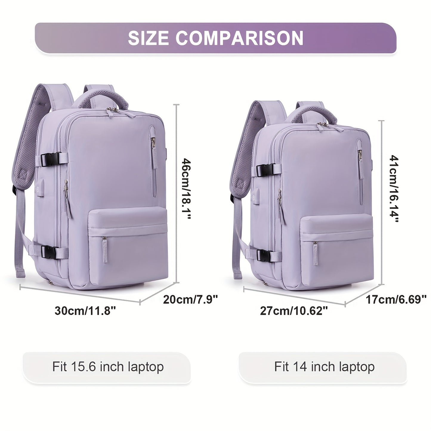 Large Capacity Travel Backpack with Shoe & Wet Pocket
