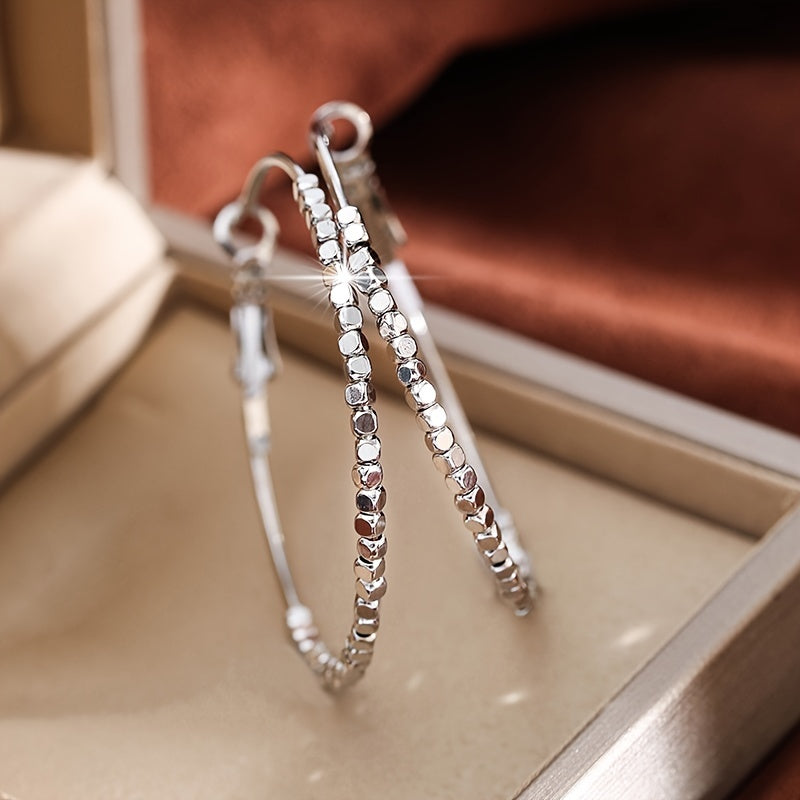 Cubic Beads Hoop Earrings – Elegant Gold-Plated Jewelry