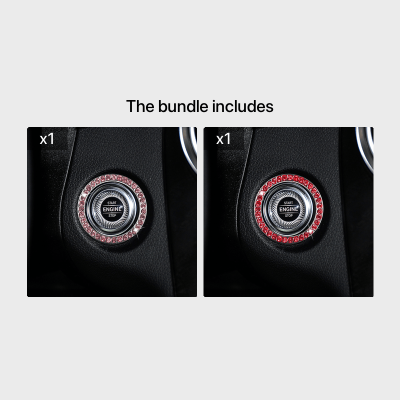 Zinc Alloy Ignition Button Cover with Sparkle Effect - "START STOP" Design, Plated, Easy Installation, Fits Most Vehicles, Ignition System Upgrade | Sparkling Button Cover | Glossy Finis