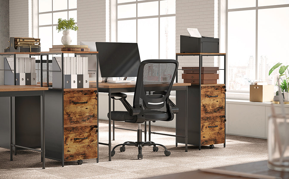 VASAGLE Filing Cabinet for Home Office, File Cabinet with 2 Drawers, Open Shelf, Steel Frame, for A4 and Letter Sized Files