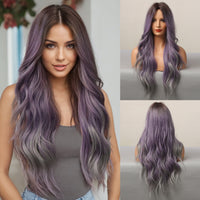 Ombre Purple Butterfly Cut Wig 26" Heat-Resistant