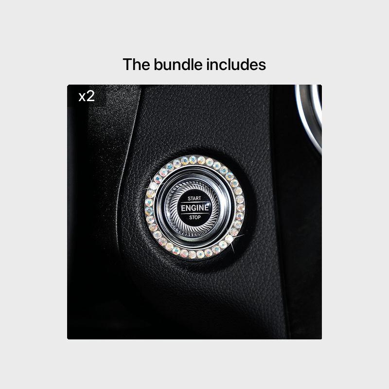 Zinc Alloy Ignition Button Cover with Sparkle Effect - "START STOP" Design, Plated, Easy Installation, Fits Most Vehicles, Ignition System Upgrade | Sparkling Button Cover | Glossy Finis