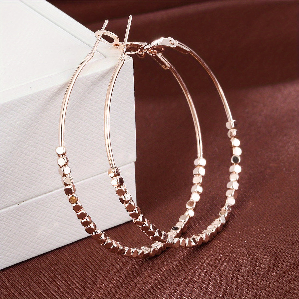 Cubic Beads Hoop Earrings – Elegant Gold-Plated Jewelry
