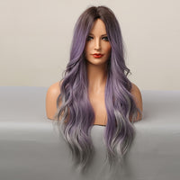 Ombre Purple Butterfly Cut Wig 26" Heat-Resistant