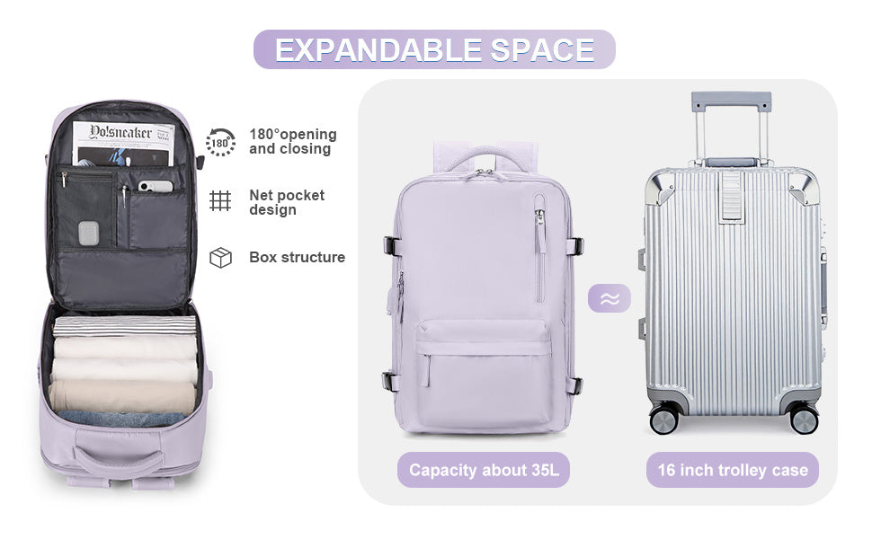 Large Capacity Travel Backpack with Shoe & Wet Pocket