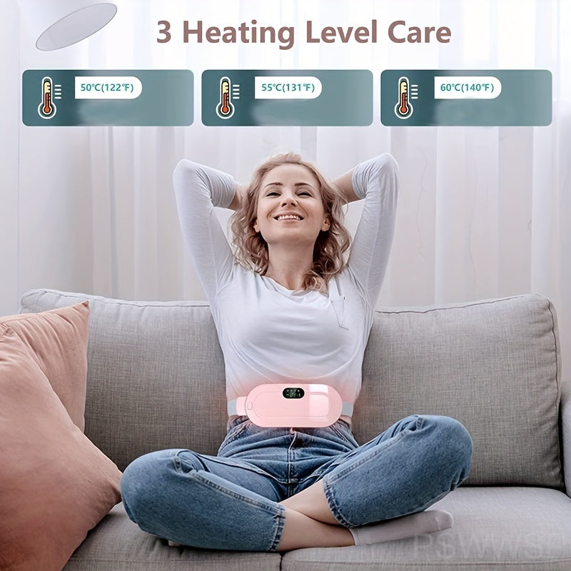 Portable Cordless Heating Pad, Menstrual Heating Pad, Heating Pad For Back With 3-Speed Temperature Adjustment And 4-Speed Massage Modes, Portable Electric Fast Heating Belly Wrap Belt For Women, Holiday Gift