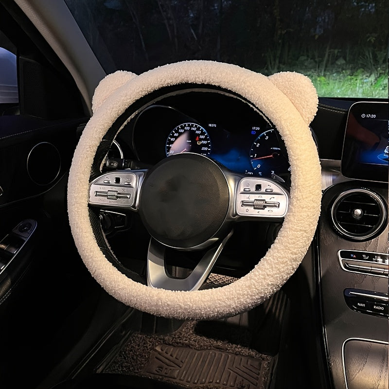 Teddy Bear Steering Wheel Cover - Soft, Cuddly, and Warm Winter Accessory for Cars, Perfect for Cold Weather, Adorable Design, Easy to Install, and Universal Fit