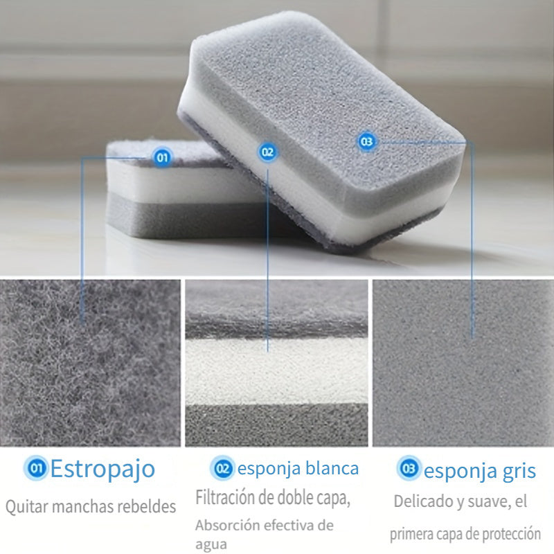 Double-Sided Cleaning Sponge – Microfiber Scouring Pad
