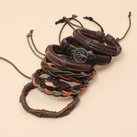 6pcs Retro Men’s Leather Braided Bracelet Set