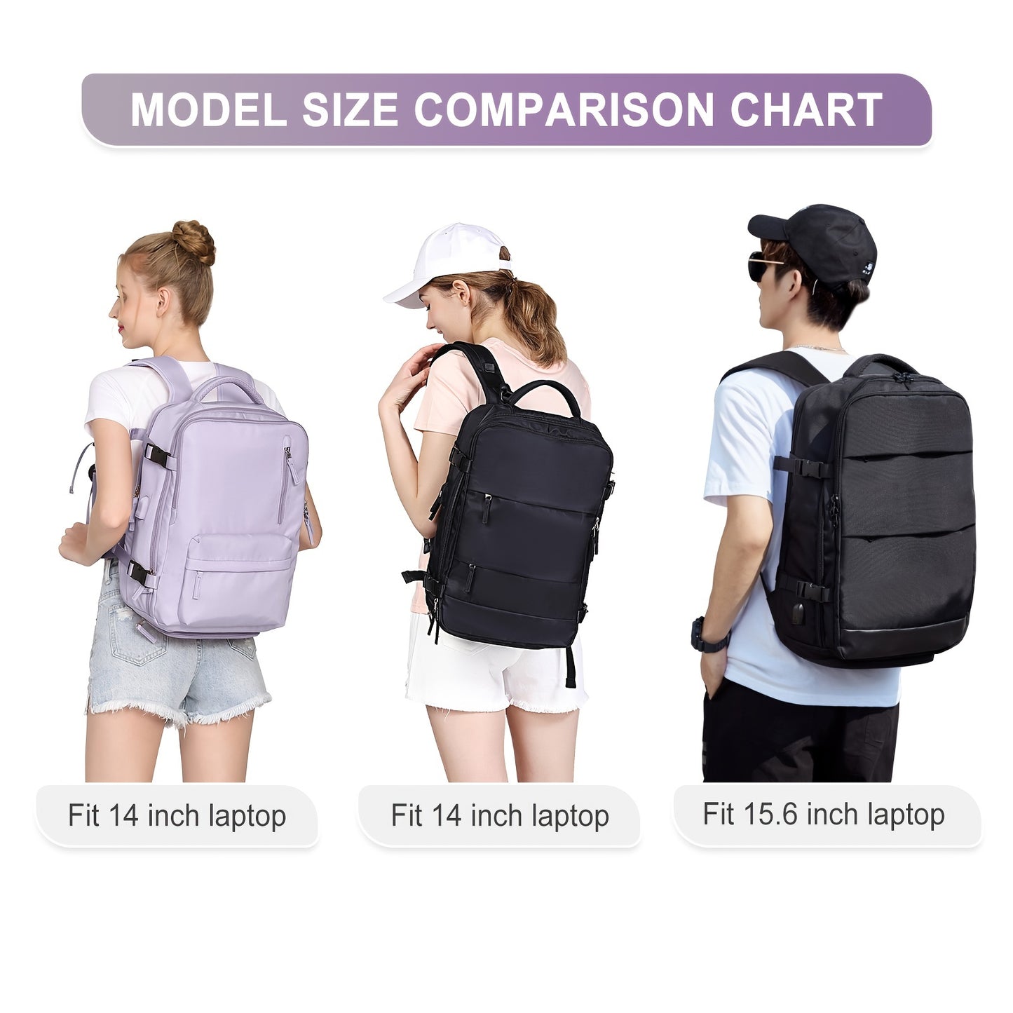 Large Capacity Travel Backpack with Shoe & Wet Pocket