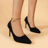 Women's Pointed Toe High Heels, Sexy Black Slip On Stiletto Court Pumps, Versatile Dress Heels