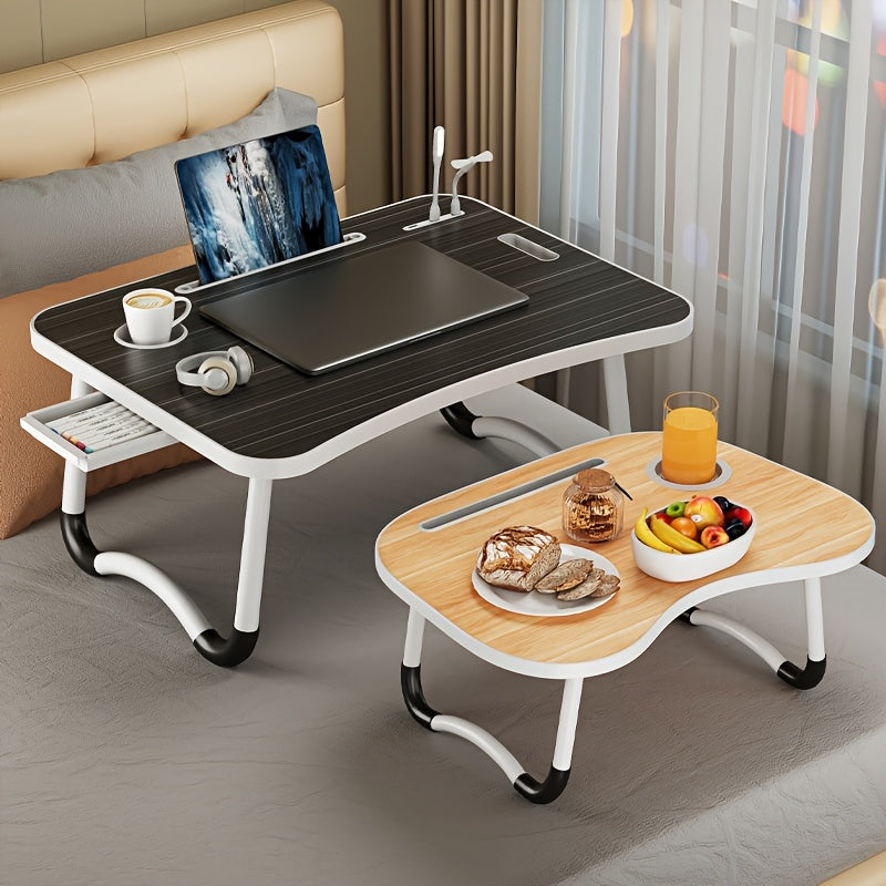 Foldable Laptop Desk with Cup Holder & Tablet Slot