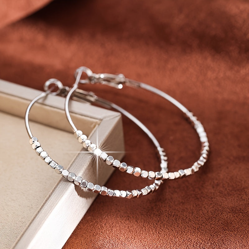 Cubic Beads Hoop Earrings – Elegant Gold-Plated Jewelry