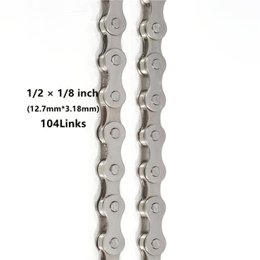 ZHIQIU High-Tensile Bike Chain - 104-Link Seamless System for Rust-Proof, Effortless Riding - Perfect 1/2 x 1/8 Size for Smooth, Quiet Journeys