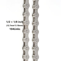 ZHIQIU High-Tensile Bike Chain - 104-Link Seamless System for Rust-Proof, Effortless Riding - Perfect 1/2 x 1/8 Size for Smooth, Quiet Journeys