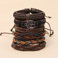6pcs Retro Men’s Leather Braided Bracelet Set