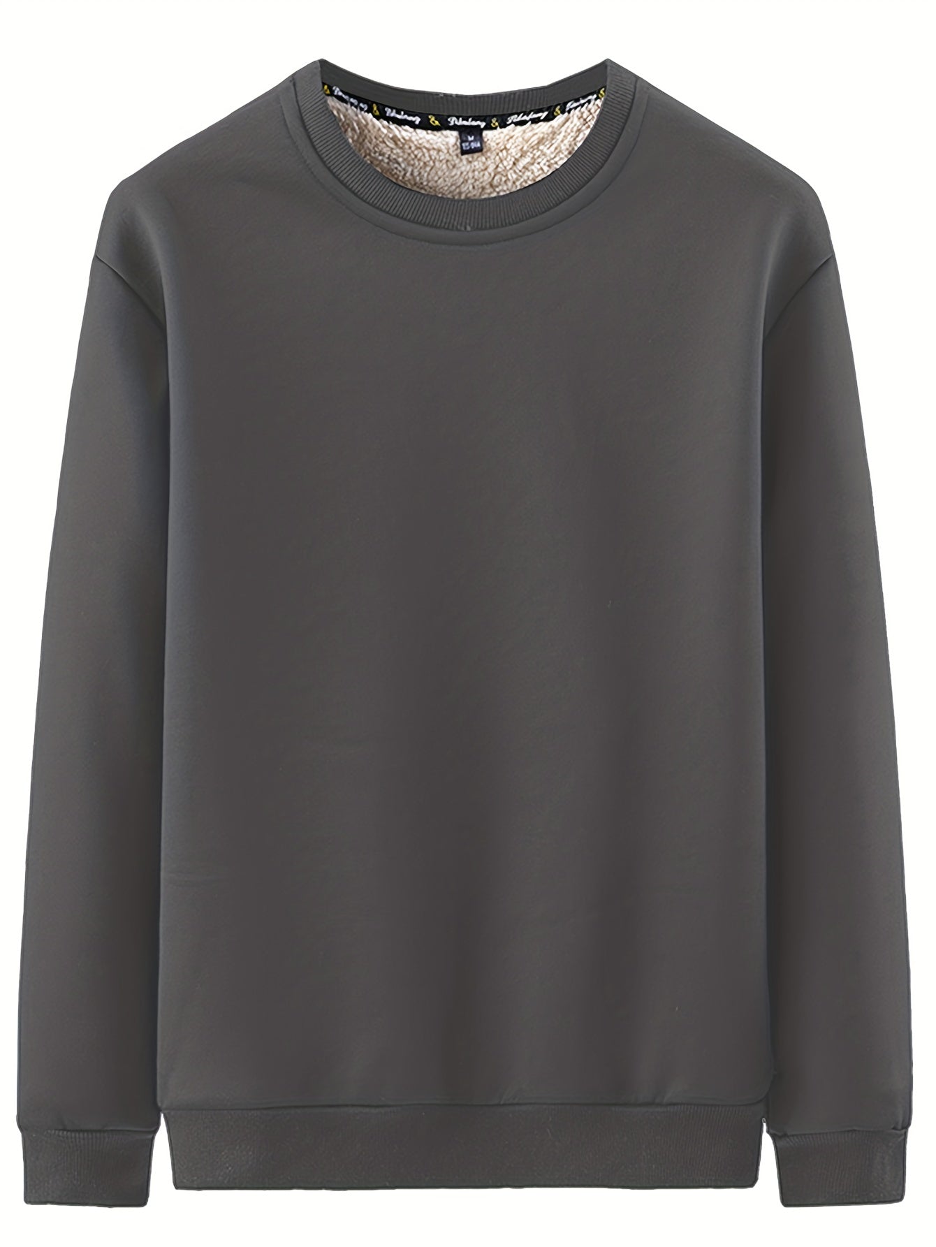 Men’s Solid Color Crew Neck Sweatshirt – Autumn & Winter