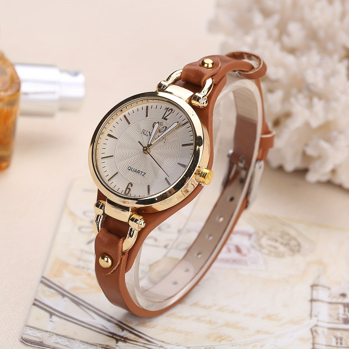 Elegant Quartz Ladies Watch – Boho Chic Leather Strap
