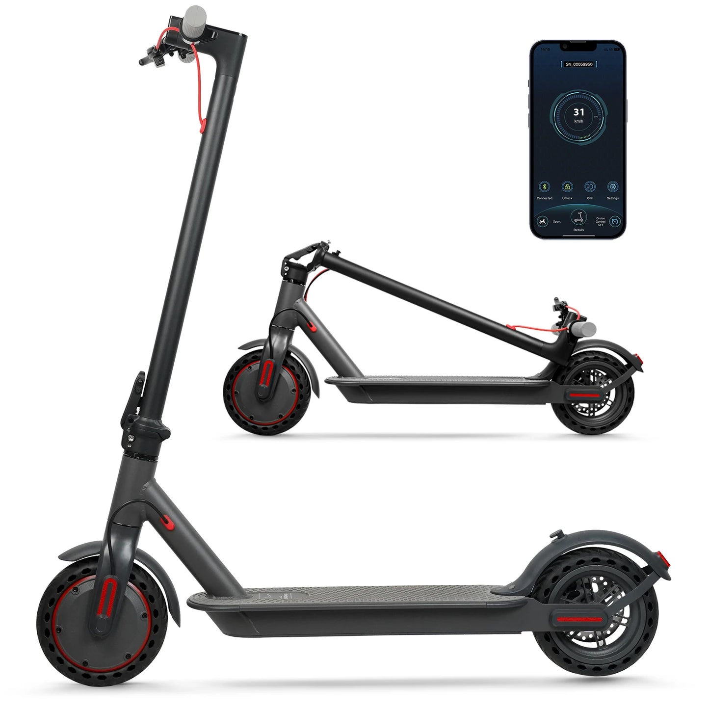AOVOPRO Smart APP Electric Scooter – 350W/500W Motor