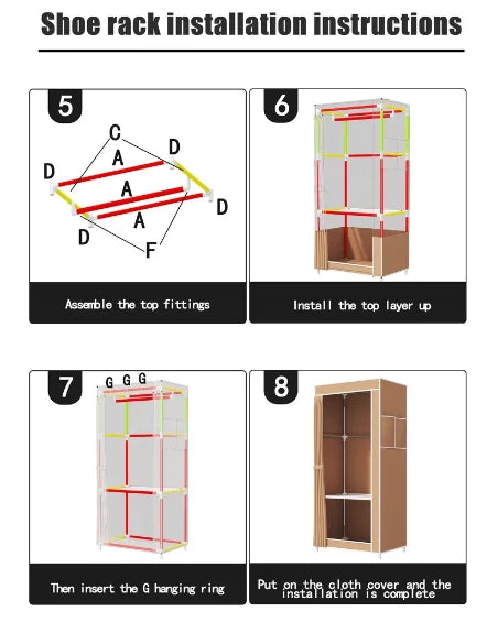 Small Portable Wardrobe Folding Wardrobe 56*44*146 - Neverdie Store