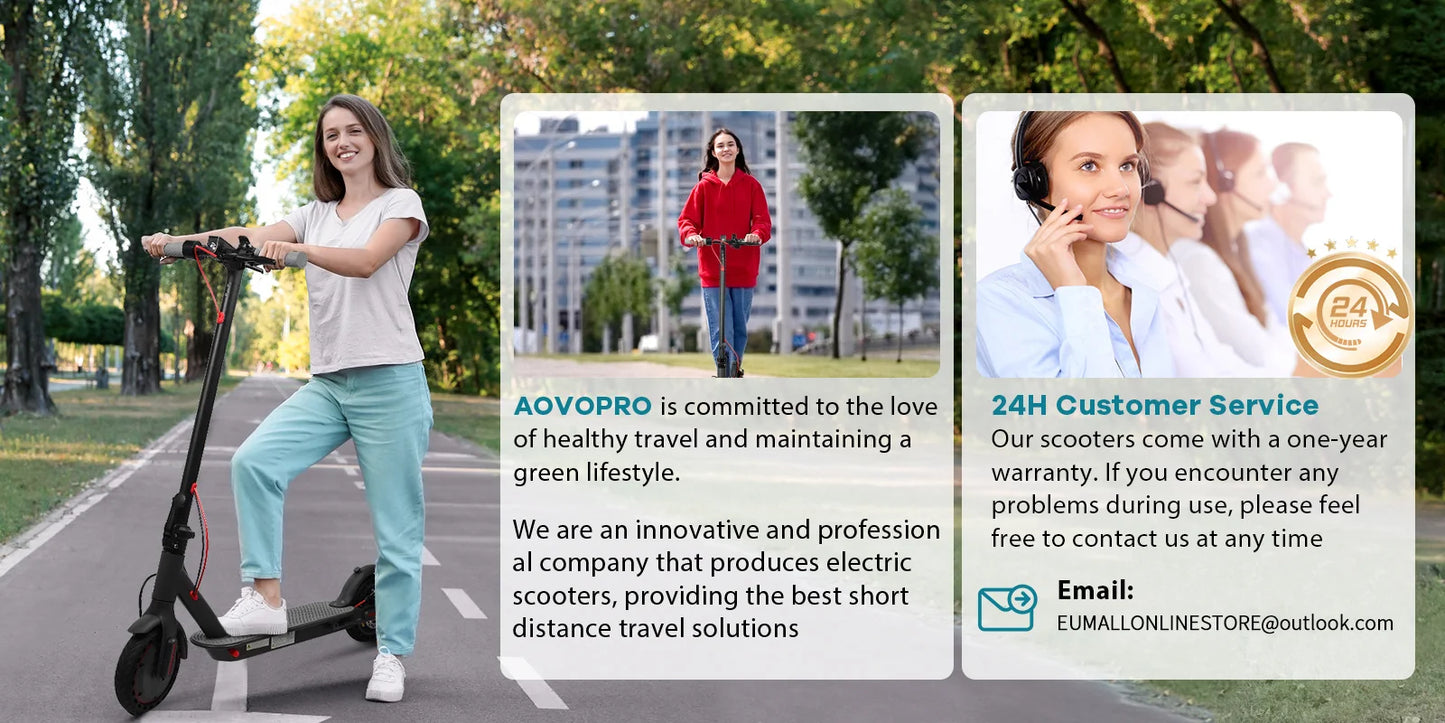 AOVOPRO Smart APP Electric Scooter – 350W/500W Motor