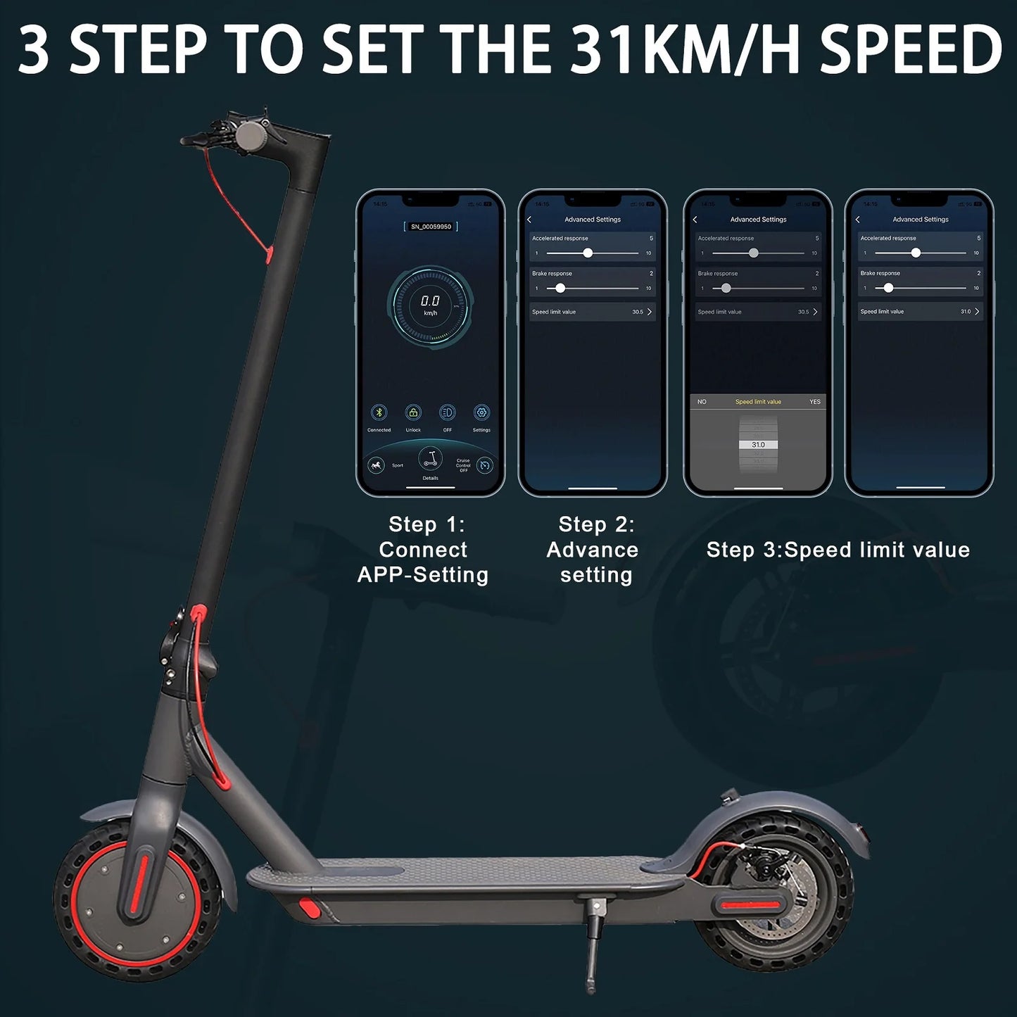 AOVOPRO Smart APP Electric Scooter – 350W/500W Motor