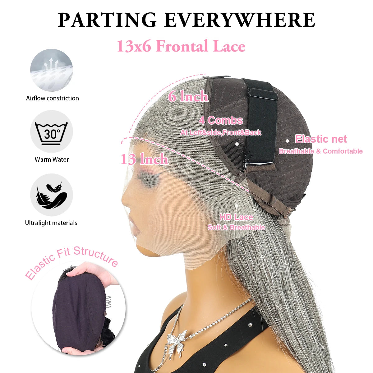 36" Brazilian Straight Lace Front Human Hair Wig