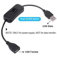 STONEGO USB Switch Extension Cable Support Data Transmit and Power Supply with On/Off Power Switch for LED Strips, USB Devices