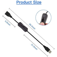 STONEGO USB Switch Extension Cable Support Data Transmit and Power Supply with On/Off Power Switch for LED Strips, USB Devices