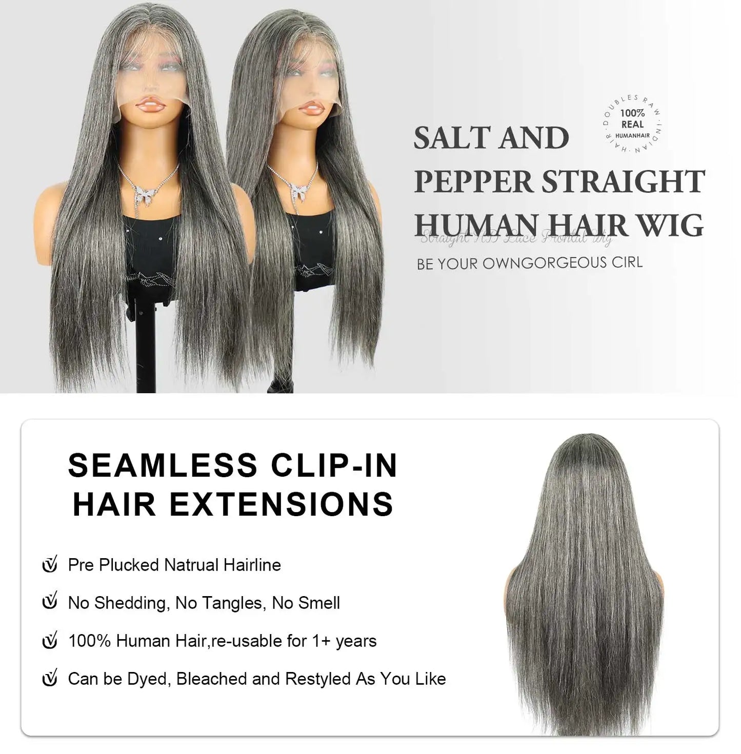 36" Brazilian Straight Lace Front Human Hair Wig