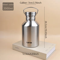 2L Stainless Steel Sport Water Bottle – Large Capacity Flask