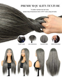 36" Brazilian Straight Lace Front Human Hair Wig