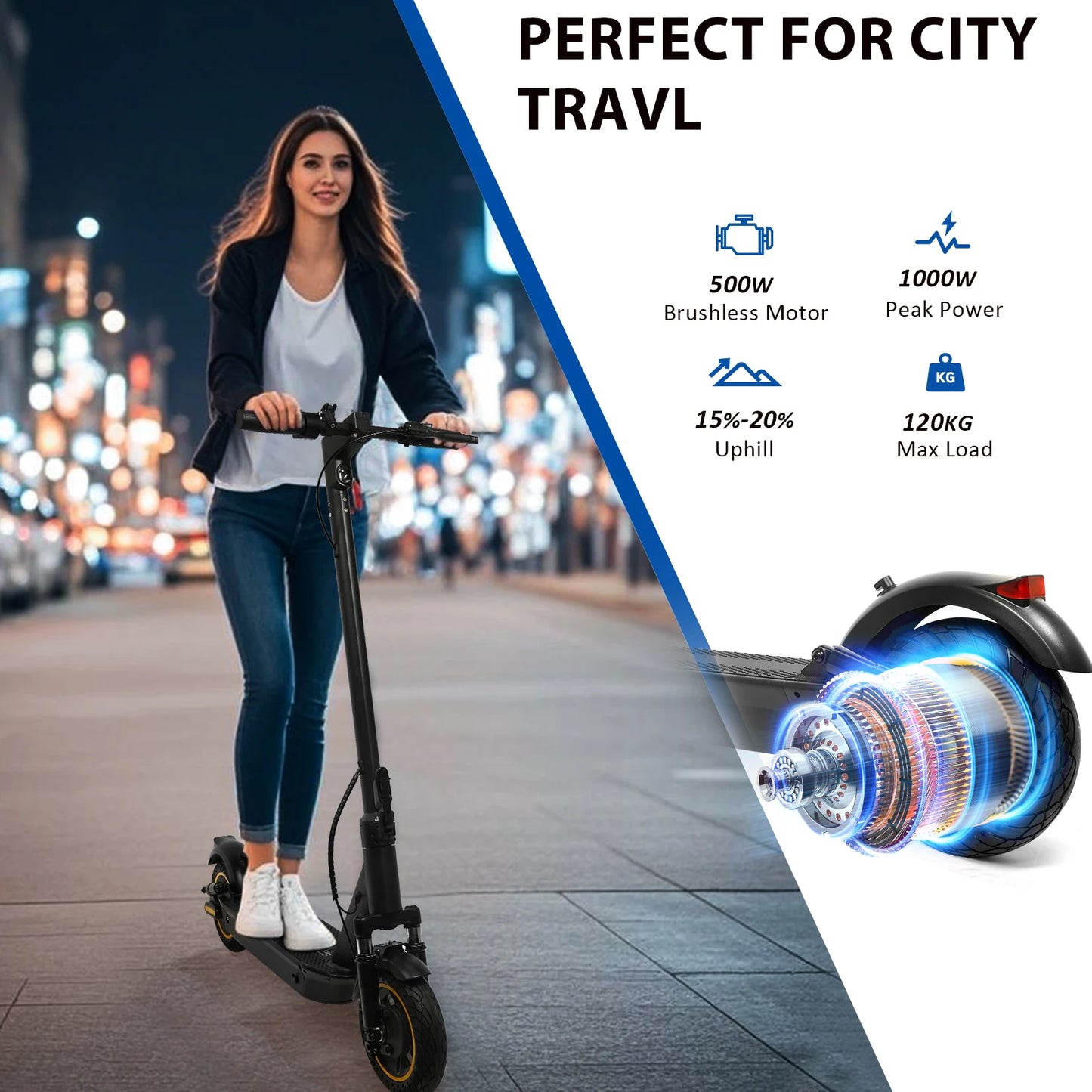 AOVOPRO Smart APP Electric Scooter – 350W/500W Motor