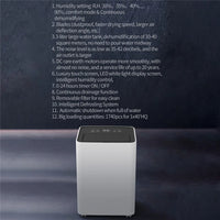 Smart Home Dehumidifier 3.2L Large Capacity Dehumidifier For Bedroom Office Kitchen Deodorization and DefrostingTiming Dehumidif