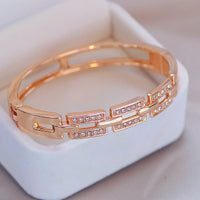 Rose Gold Women’s Bangle Bracelet – Elegant Crystal Cuff