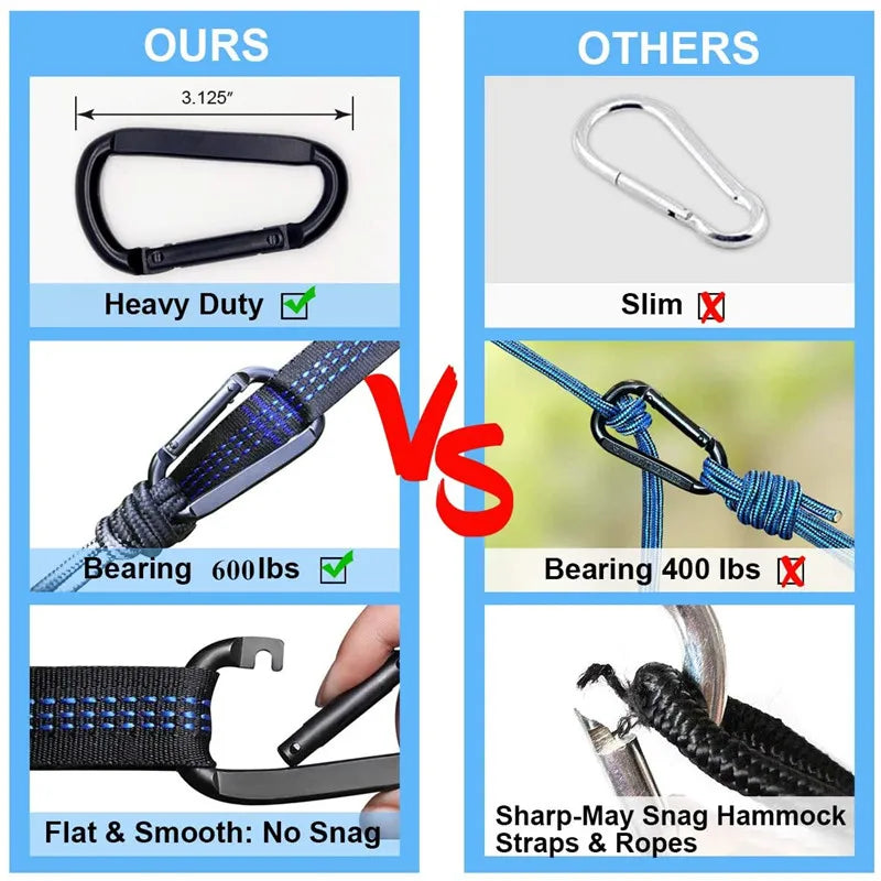 Oversized Double Camping Hammock,Portable Tree Straps Hammock ,210T Nylon Travel Hammock, Lightweight Parachute Hammocks