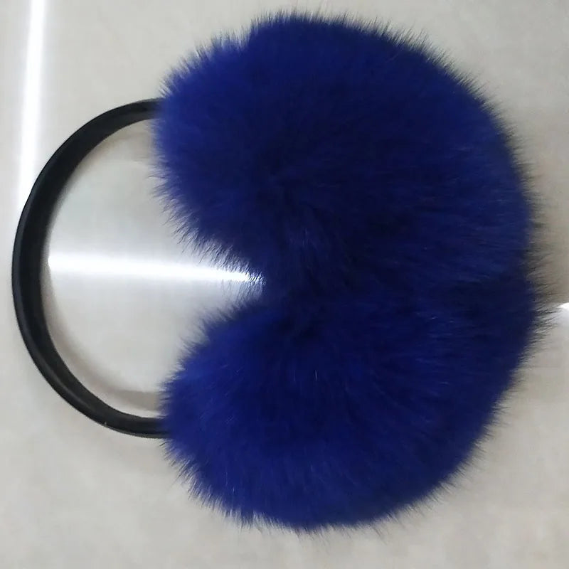Oversized Real Raccoon Fur Winter Earmuffs for Women