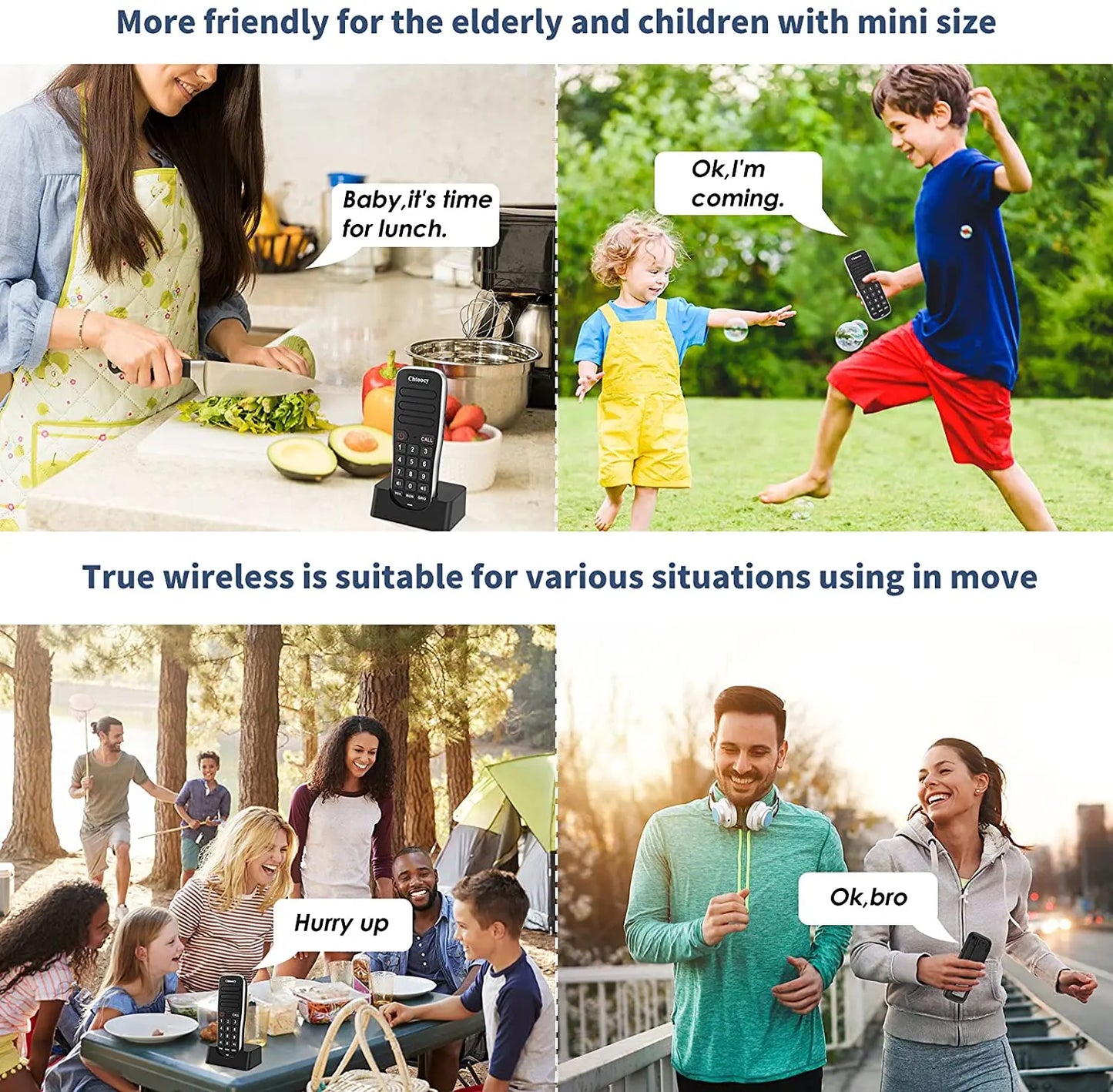 Wuloo Headheld FM Wireless Intercom System for Home Business Office 5280Ft Range 10 Channel Call ALL Room To Room Communication