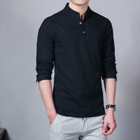 Men’s Mandarin Collar Long Sleeve T-Shirt