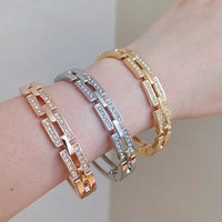 Rose Gold Women’s Bangle Bracelet – Elegant Crystal Cuff